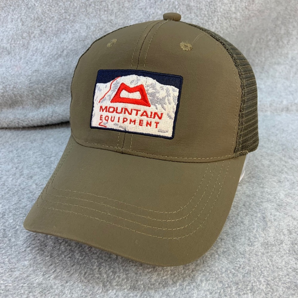 Mountain Equipment Mountain Logo Patch Mens Olive Trucker Hat Snapback OSFM